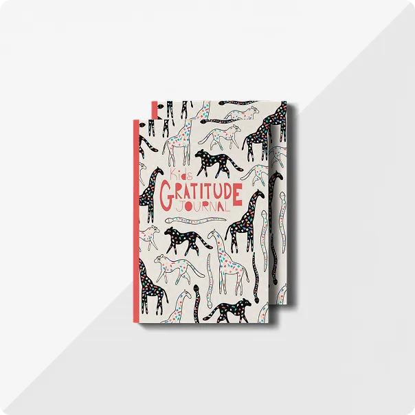 Two copies of the 'Kids Gratitude Journal' by Danielle Ryland with animal illustrations on the front cover