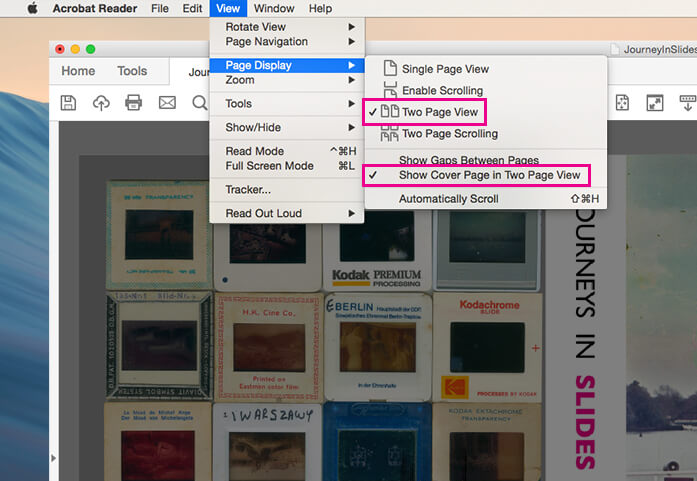 Adobe Reader - PDF to Book Open Preferences