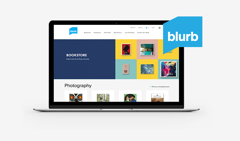 Libro con logo de Blurb