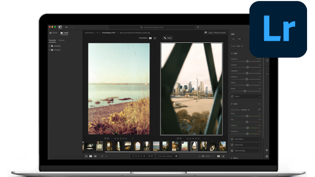 Pantalla de portátil con los preajustes de Blurb para Adobe Photoshop Lightroom Classic.